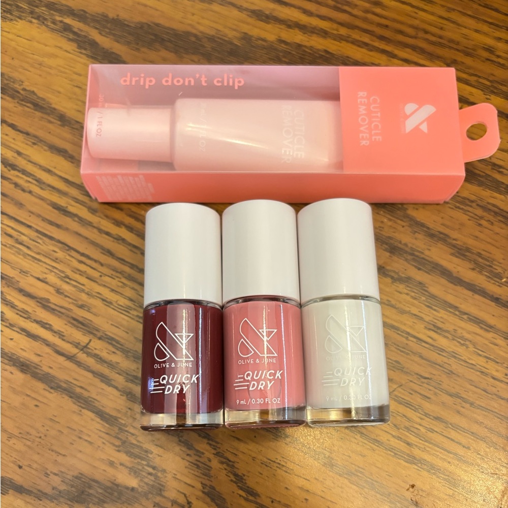 O live & June Quick Dry Nail Polish Set- Mulberry, Prom & Swan
